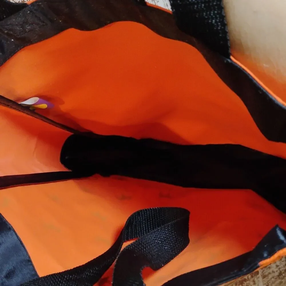 Vintage 80's Winnie the Pooh Halloween Tote Candy Bag Orange Black